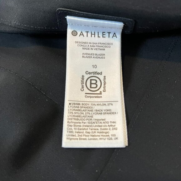NWT! Athleta Avenue Blazer, Black Euroluxe Stretch, Size 10 - Picture 12 of 14
